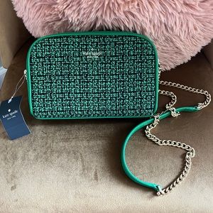 Kate Spade KA593 Mini Tweed Camera Bag in Green Bean NWT